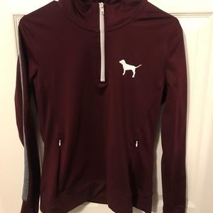 PINK Victoria's Secret Maroon Half-Zip Pullover with White Logo